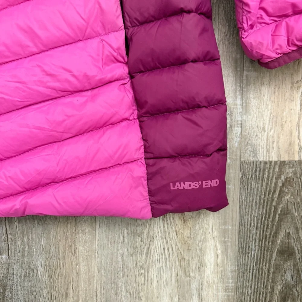 Lands End Women’s Plus Hooded Down Filled Puffer Coat Jacket Pink-size 1X